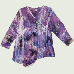 ET LOIS Multicolor 3/4 Sleeve Asymmetric Top/Shirt